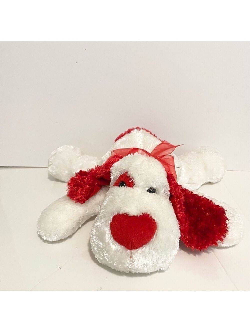 Carlton Cards Puppy Dog Plush Valentines Day Heart Floppy Red White Bow Stuffed